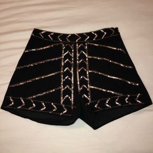 Sequin high-waisted shorts